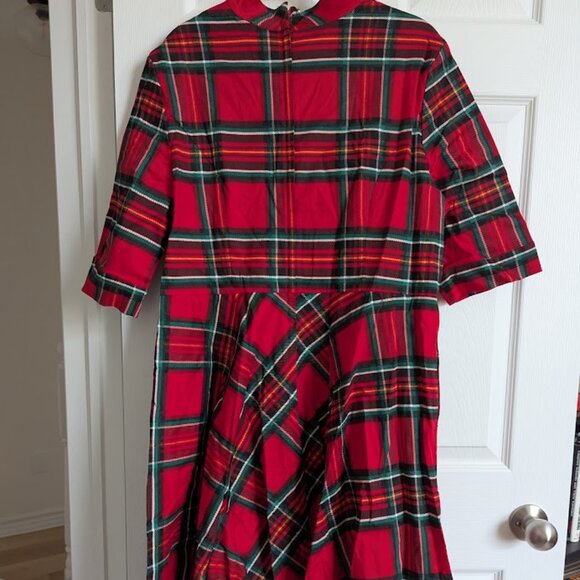 Banned Retro Bow Neck Holiday Plaid Dress - Picture 10 of 14